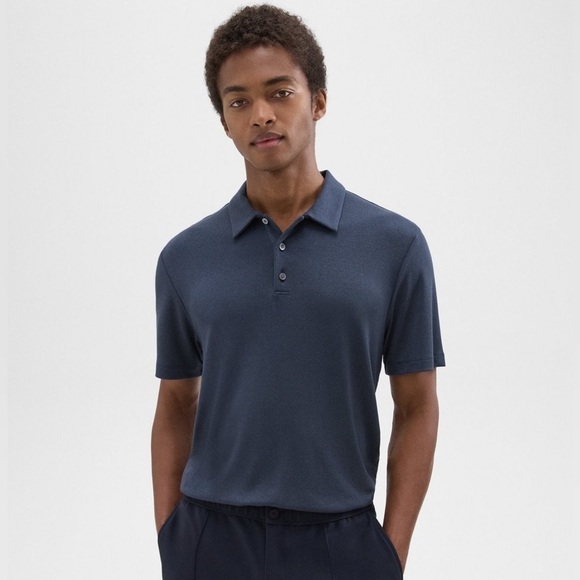 Theory Other - Theory Bron Eclipse Multi Blue Anemone Modal Jersey Short Sleeve Polo Shirt XXL